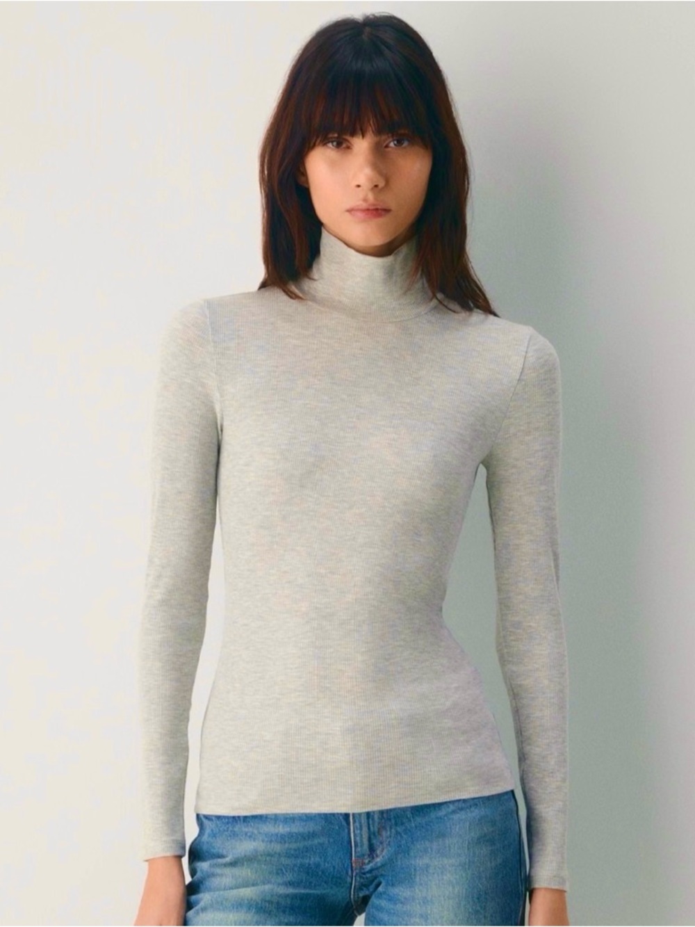 Wilfred Only Turtleneck Oatmeal Modal Mock Neck Ribbed
